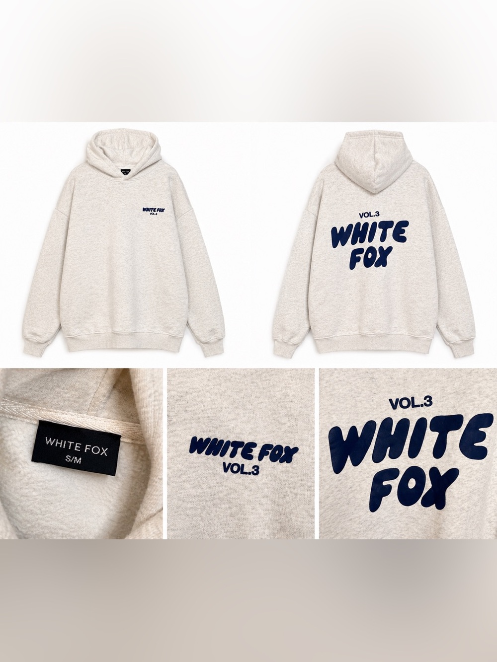 White Fox Boutique Vol. 3 Oversized Hoodie Heather Grey Blue S/M - Picture 3 of 7